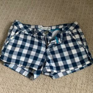 Blue & white check shorts